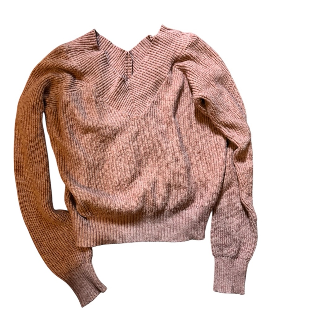Poof! Women's V-Neck Sweater in Soft Pink